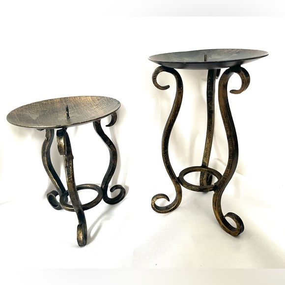 Vintage Brass Candle Holders- set of 2 - Picture 2 of 7